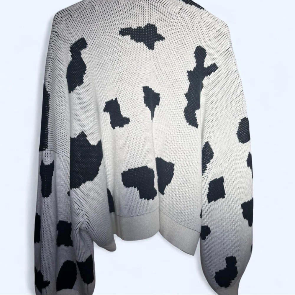 Dressed in LALA Cream & Black Cow-Spot Knit Pullover